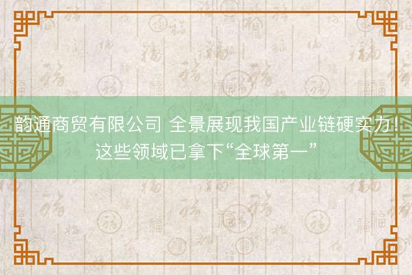韵通商贸有限公司 全景展现我国产业链硬实力！这些领域已拿下“全球第一”