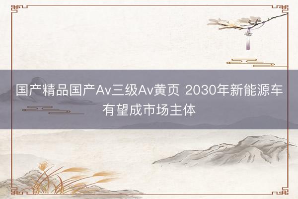 国产精品国产Av三级Av黄页 2030年新能源车有望成市场主体