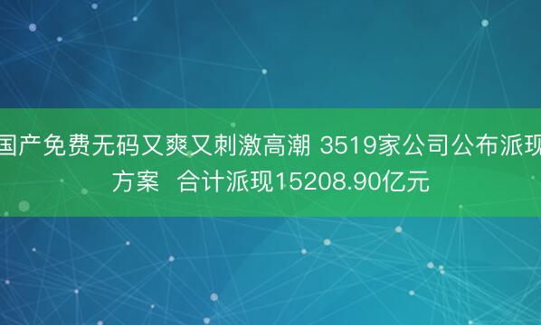 国产免费无码又爽又刺激高潮 3519家公司公布派现方案  合计派现15208.90亿元