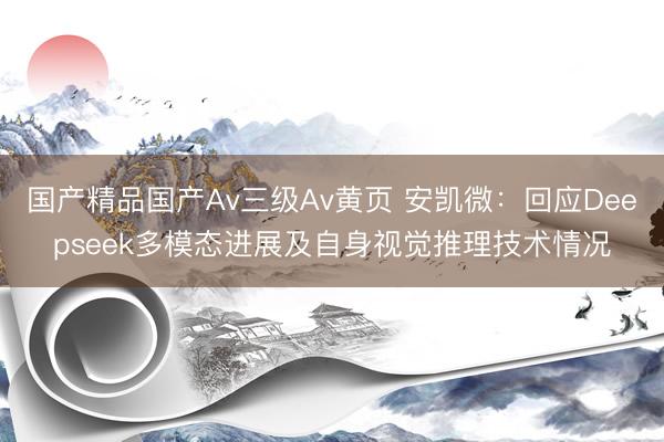 国产精品国产Av三级Av黄页 安凯微：回应Deepseek多模态进展及自身视觉推理技术情况