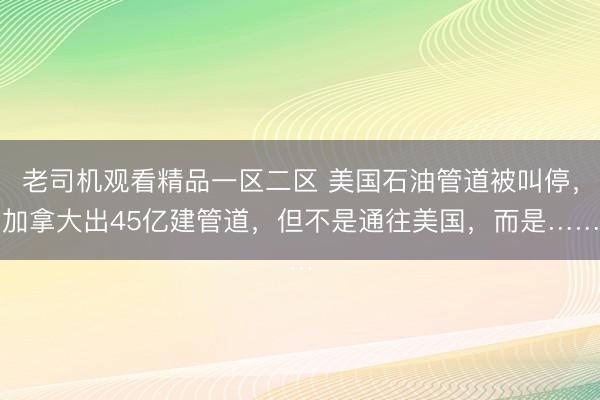 老司机观看精品一区二区 美国石油管道被叫停，加拿大出45亿建管道，但不是通往美国，而是……