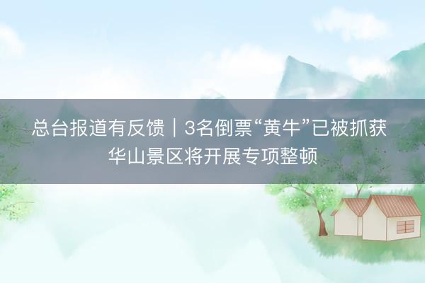 总台报道有反馈｜3名倒票“黄牛”已被抓获 华山景区将开展专项整顿