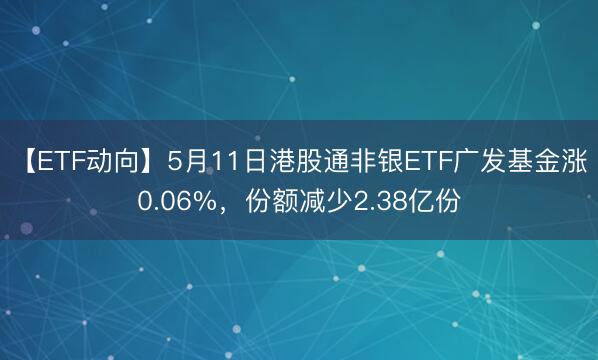 【ETF动向】5月11日港股通非银ETF广发基金涨0.06%，份额减少2.38亿份
