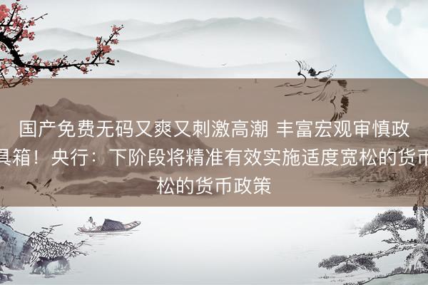 国产免费无码又爽又刺激高潮 丰富宏观审慎政策工具箱！央行：下阶段将精准有效实施适度宽松的货币政策