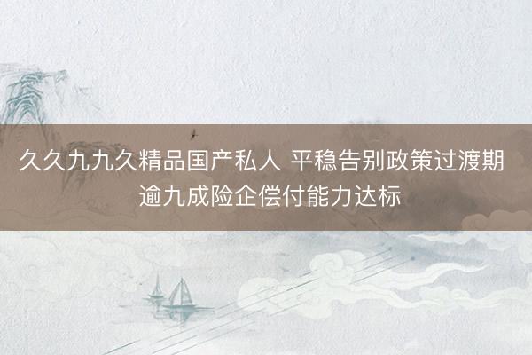 久久九九久精品国产私人 平稳告别政策过渡期  逾九成险企偿付能力达标