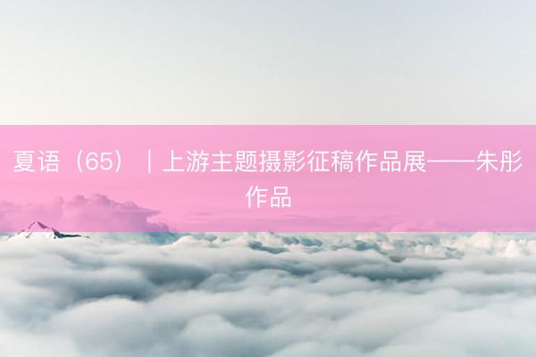 夏语（65）｜上游主题摄影征稿作品展——朱彤作品
