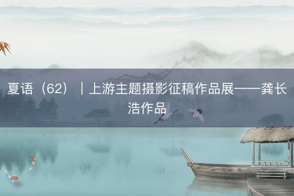 夏语（62）｜上游主题摄影征稿作品展——龚长浩作品