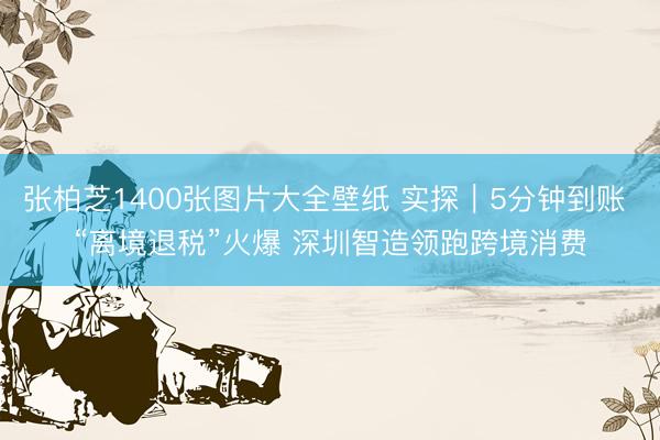 张柏芝1400张图片大全壁纸 实探｜5分钟到账 “离境退税”火爆 深圳智造领跑跨境消费