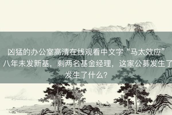 凶猛的办公室高清在线观看中文字 “马太效应”凸显！八年未发新基，剩两名基金经理，这家公募发生了什么？