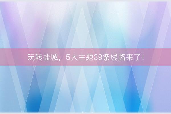 玩转盐城，5大主题39条线路来了！