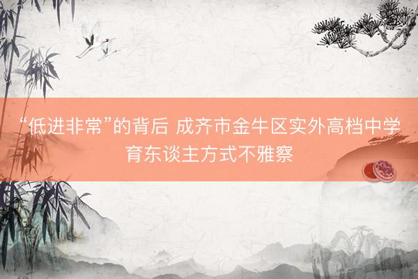“低进非常”的背后 成齐市金牛区实外高档中学育东谈主方式不雅察