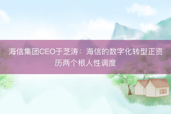 海信集团CEO于芝涛：海信的数字化转型正资历两个根人性调度