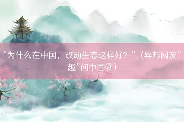 “为什么在中国，改动生态这样好？”（异邦网友“趣”问中国⑧）