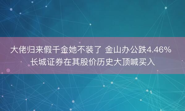 大佬归来假千金她不装了 金山办公跌4.46% 长城证券在其股价历史大顶喊买入