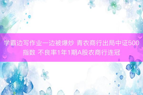 学霸边写作业一边被爆炒 青农商行出局中证500指数 不良率1年1期A股农商行连冠