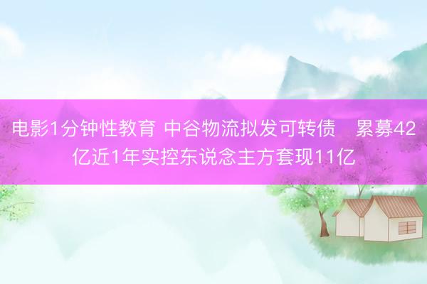 电影1分钟性教育 中谷物流拟发可转债 累募42亿近1年实控东说念主方套现11亿