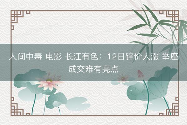 人间中毒 电影 长江有色：12日锌价大涨 举座成交难有亮点