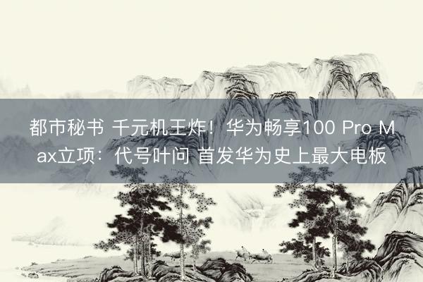 都市秘书 千元机王炸！华为畅享100 Pro Max立项：代号叶问 首发华为史上最大电板
