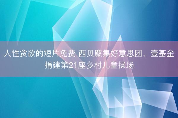 人性贪欲的短片免费 西贝麇集好意思团、壹基金捐建第21座乡村儿童操场