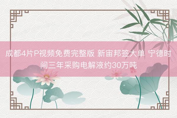 成都4片P视频免费完整版 新宙邦签大单 宁德时间三年采购电解液约30万吨