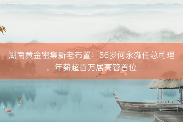 湖南黄金密集新老布置:56岁何永淼任总司理,年薪超百万居高管首位
