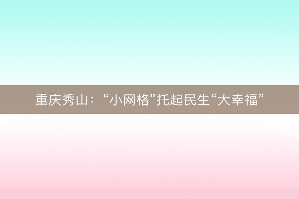 重庆秀山：“小网格”托起民生“大幸福”